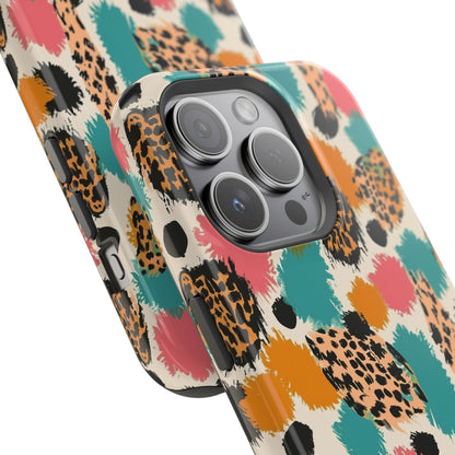 Leopard Splash Magnetic Impact Phone Case — Colorful Abstract Animal Print