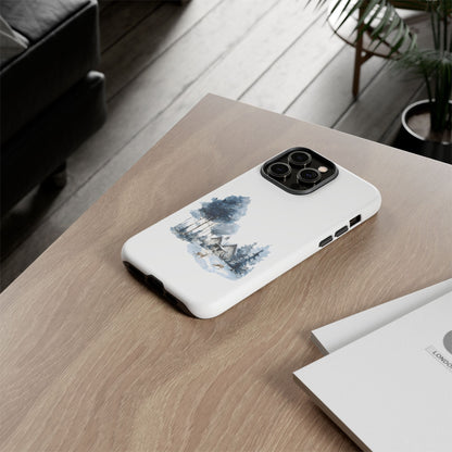 Nature-Inspired Tough Phone Case with Winter Cabin Design