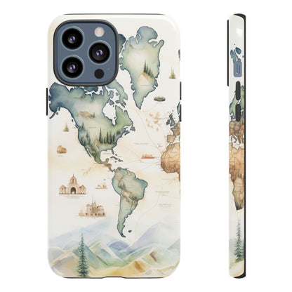 Hard Phone Case — Watercolor Fantasy Map Castle Design