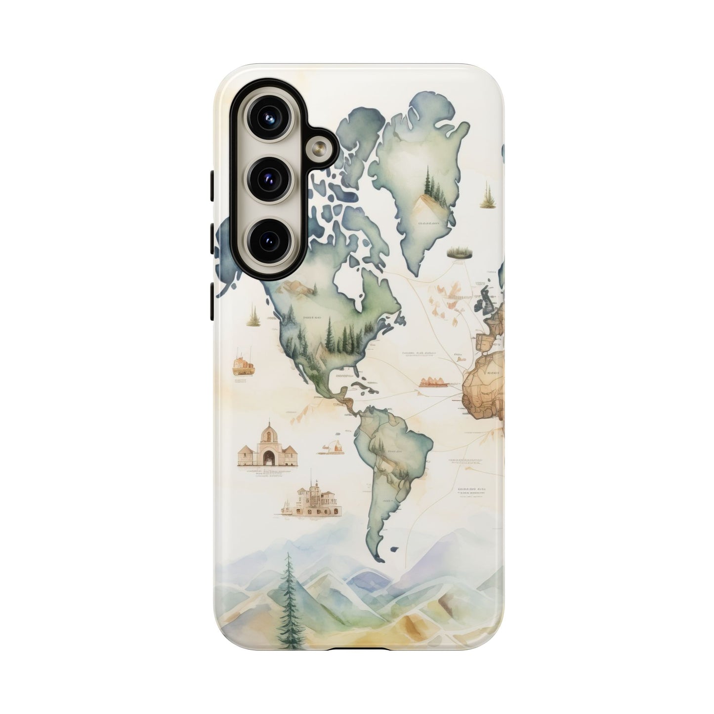 Hard Phone Case — Watercolor Fantasy Map Castle Design