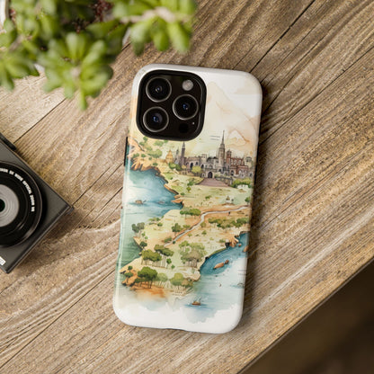 Hard Phone Case — Watercolor Fantasy Map Castle Design