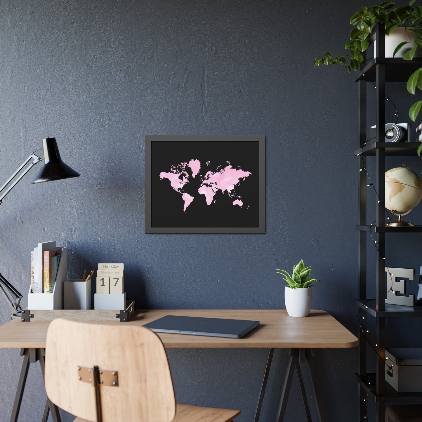 Pink Watercolor World Map Framed Poster,Coquette Poster