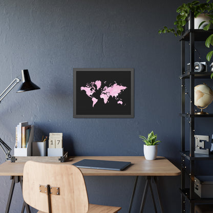 Pink Watercolor World Map Framed Poster,Coquette Poster