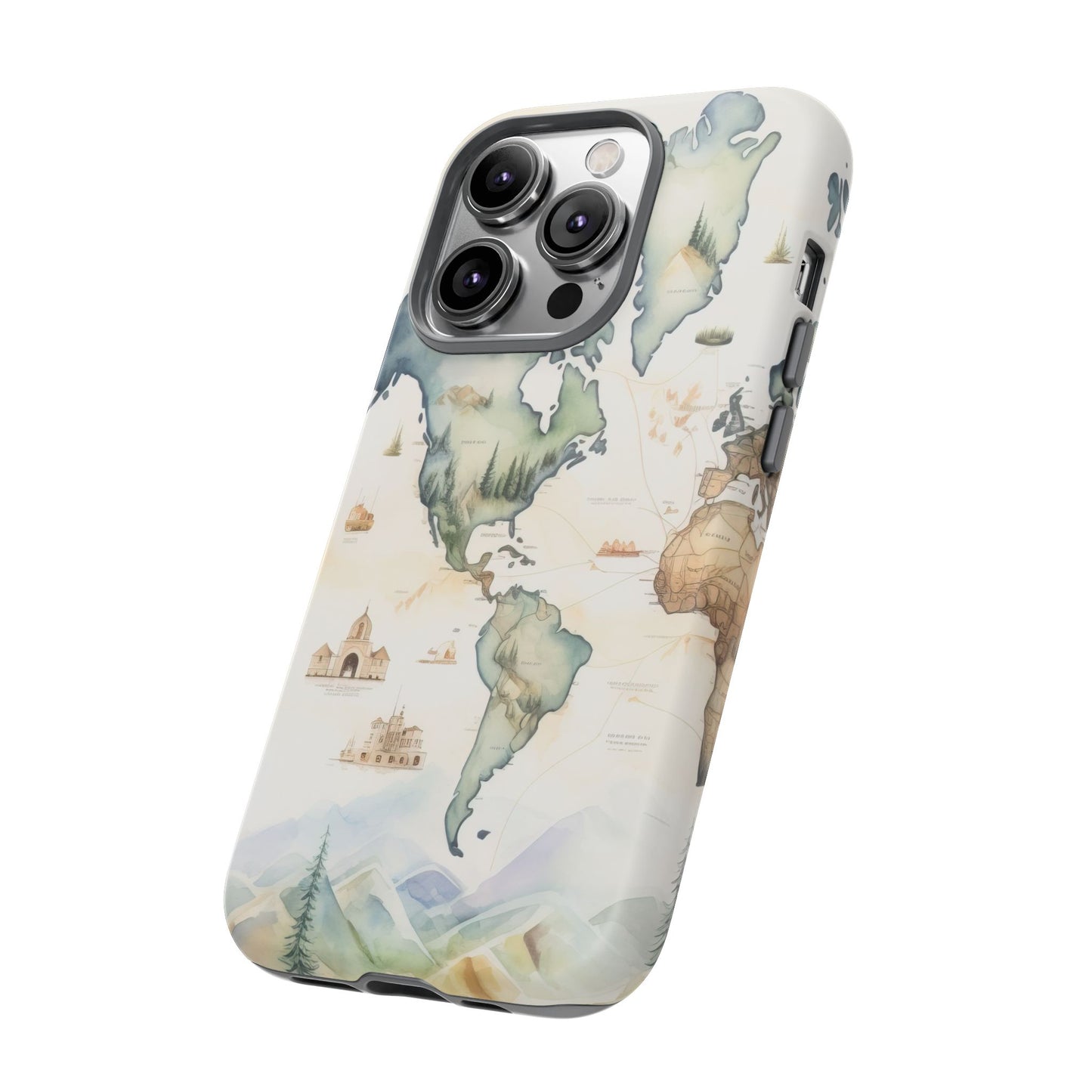 Hard Phone Case — Watercolor Fantasy Map Castle Design