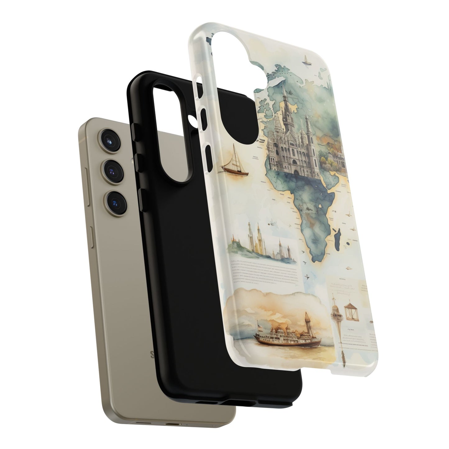 Hard Phone Case — Watercolor Fantasy Map Castle Design