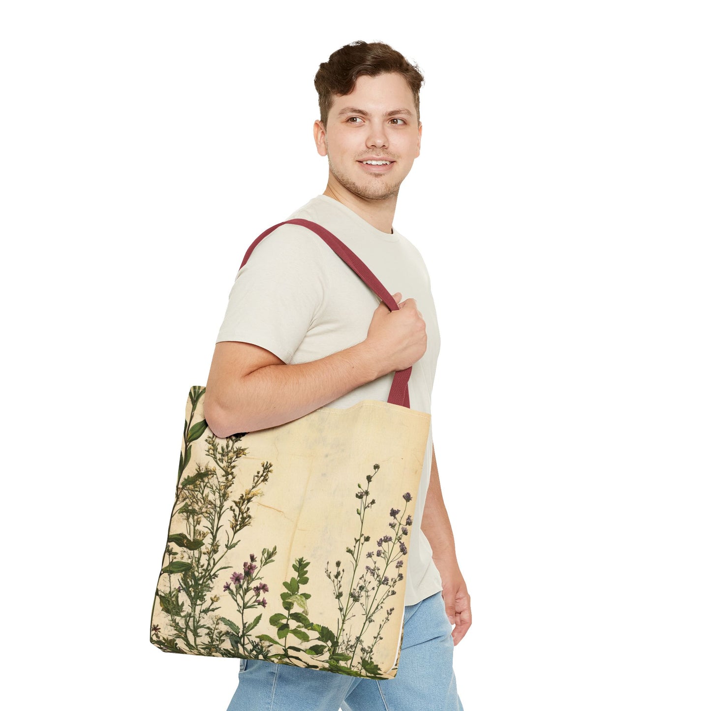 Vintage Floral Tote Bag — Botanical Garden Print AOP