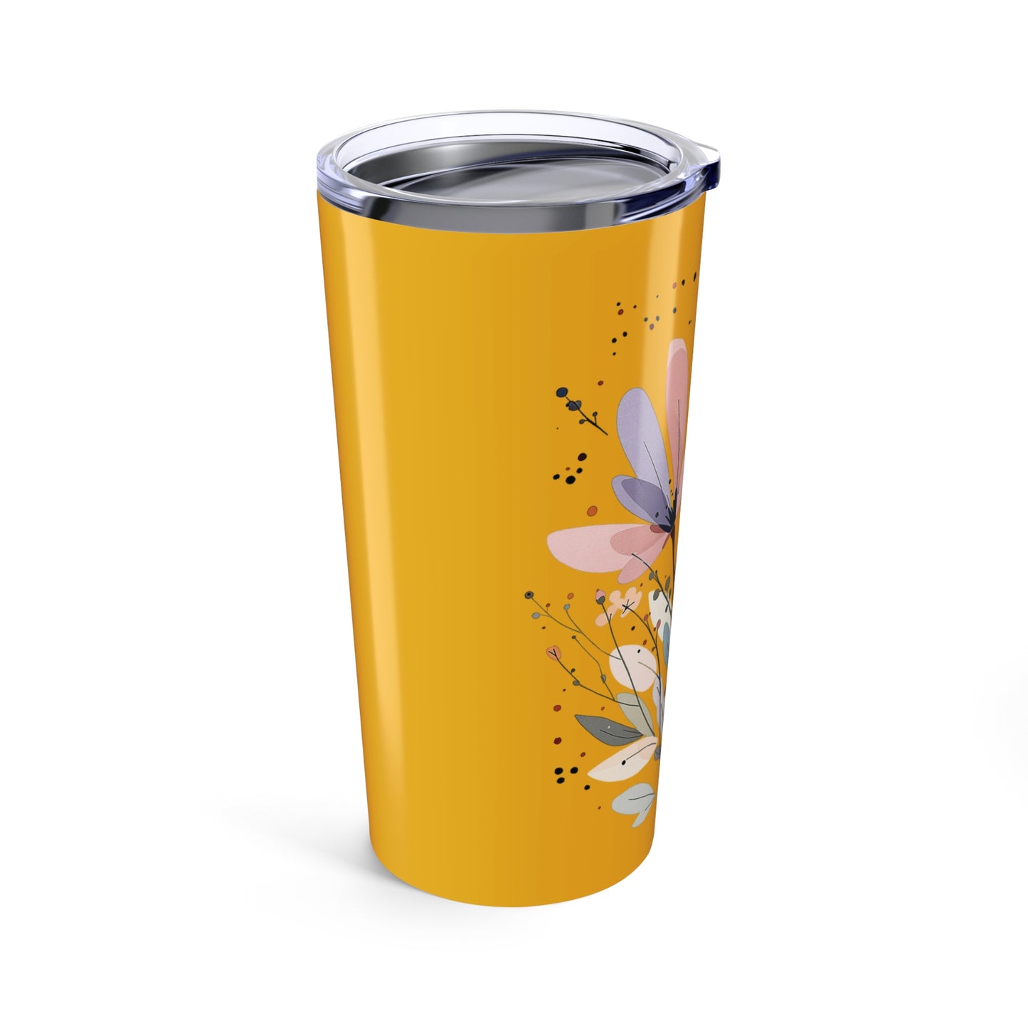 20oz Floral Tumbler – Mustard Yellow Bouquet Insulated Travel Cup