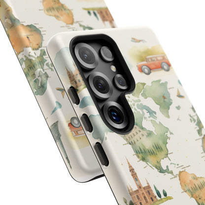 Hard Phone Case — Watercolor Fantasy Map Castle Design