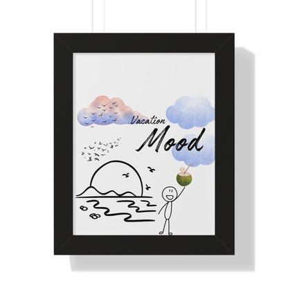 Vacation Mood Framed Vertical Poster, Tropical Art, Beach Decor, Summer Vibes, Home Decoration, Gift for Travel Lovers