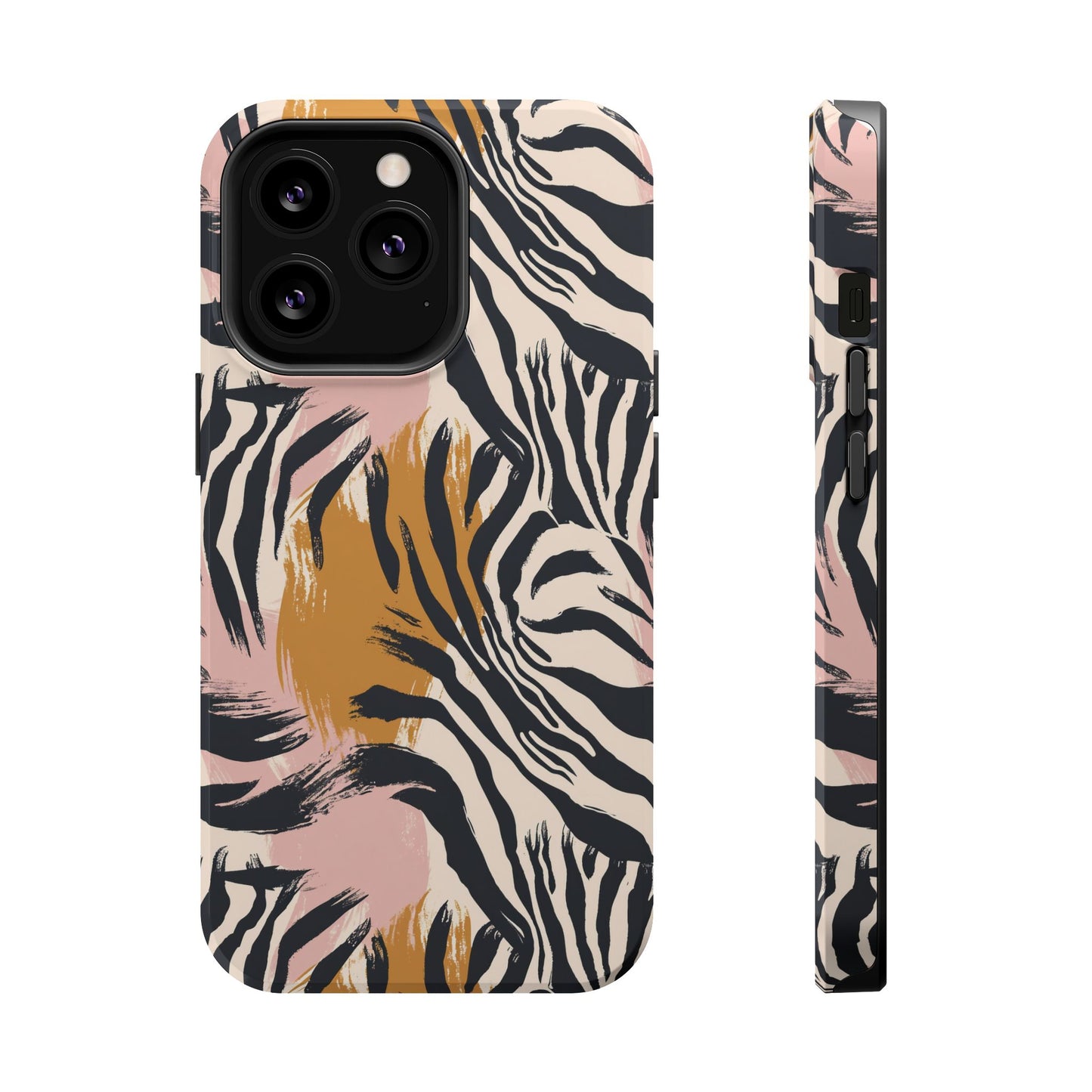 Zebra Brushstroke Magnetic Impact Phone Case,Africa Pattern
