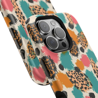 Leopard Splash Magnetic Impact Phone Case — Colorful Abstract Animal Print