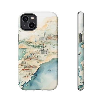 Hard Phone Case — Watercolor Fantasy Map Castle Design