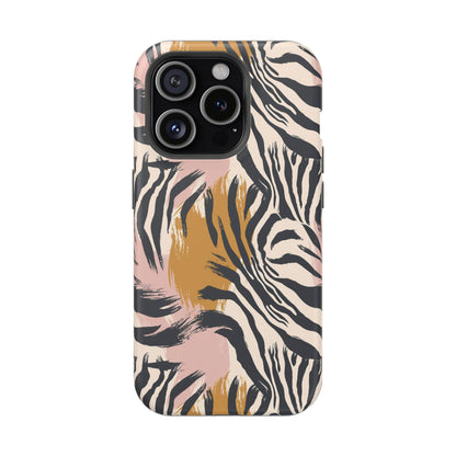 Zebra Brushstroke Magnetic Impact Phone Case,Africa Pattern