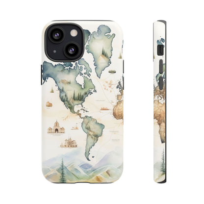 Hard Phone Case — Watercolor Fantasy Map Castle Design