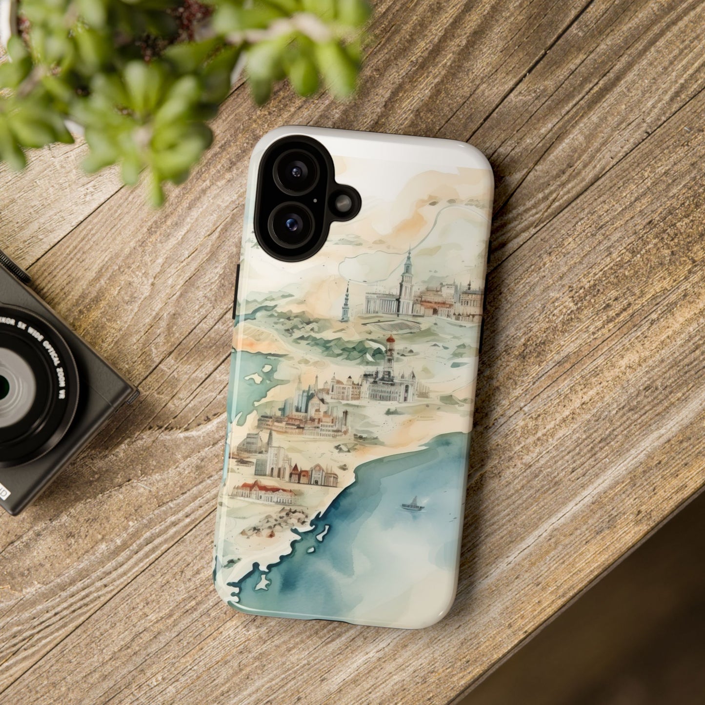 Hard Phone Case — Watercolor Fantasy Map Castle Design