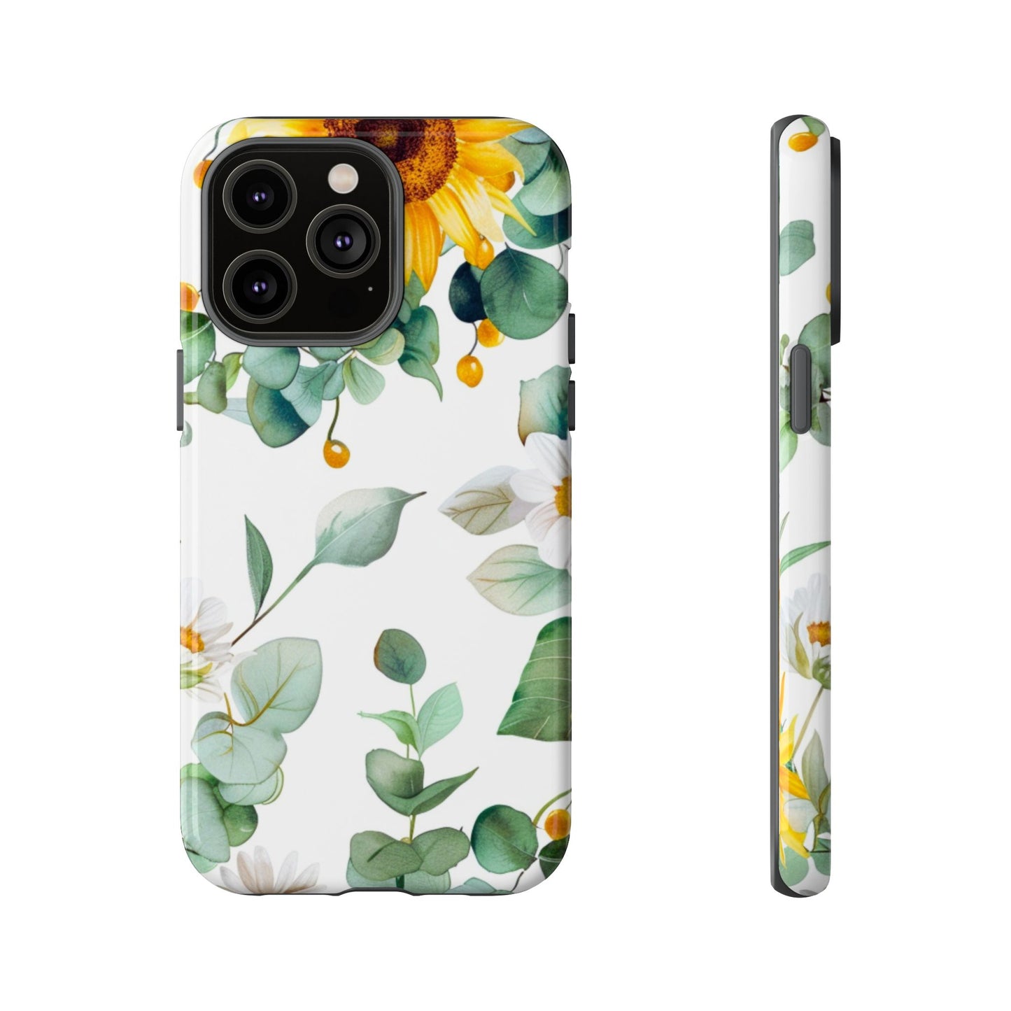 Sunflower & Eucalyptus Tough Phone Case — Protective Floral iPhone Case