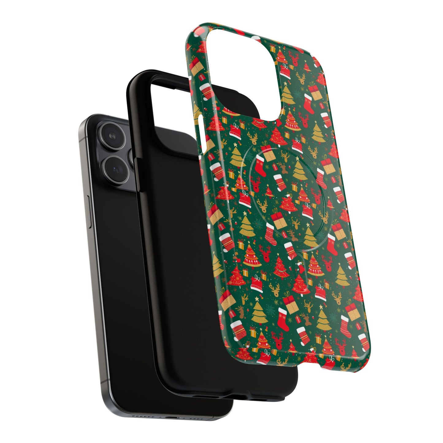 Christmas Tough Magnetic Phone Case | Festive Holiday Accessory | Cute Santa & Tree Design, Gift for Him/Her, Seasonal Tech