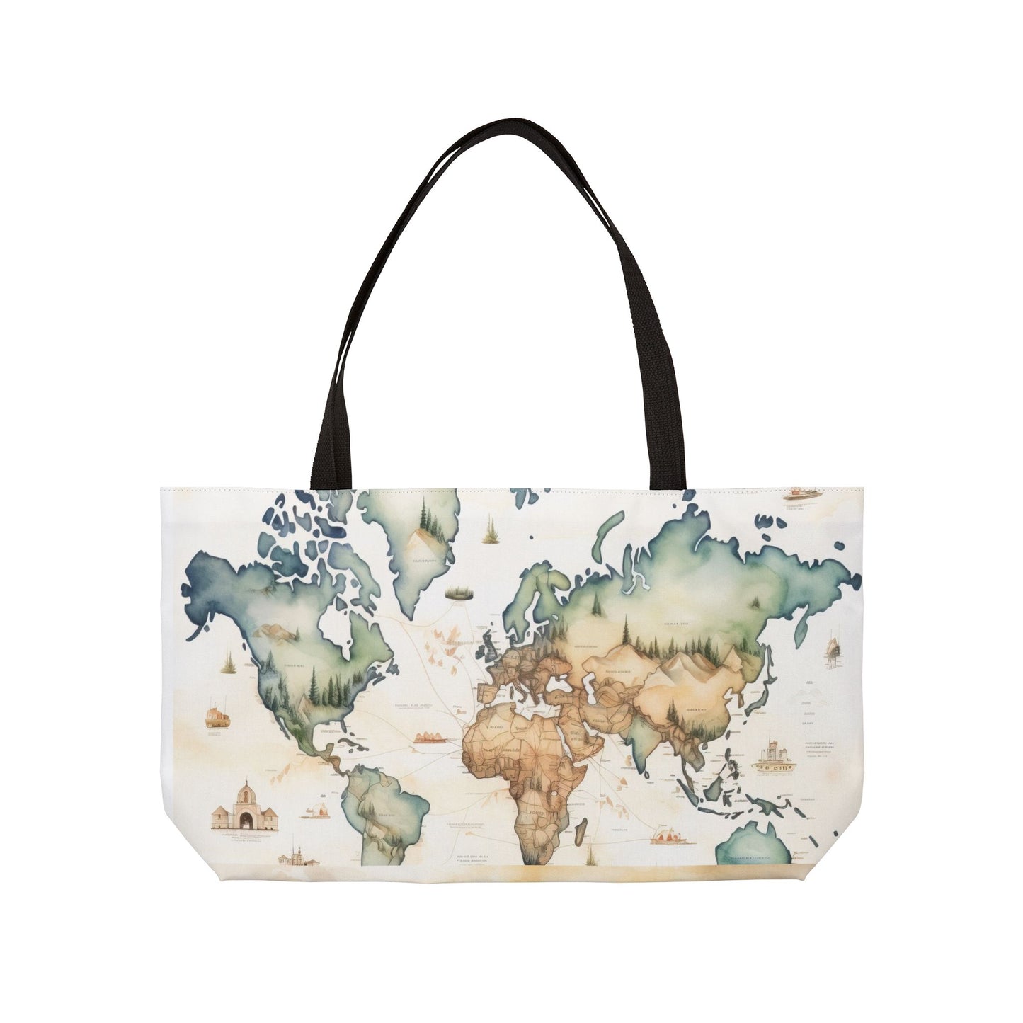 Weekender Tote Bag — Watercolor World Map Travel Tote