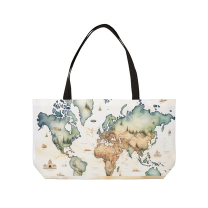 Weekender Tote Bag — Watercolor World Map Travel Tote