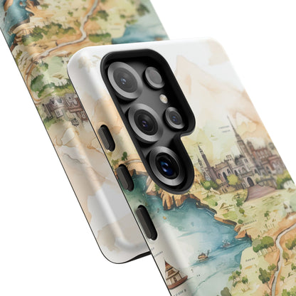 Hard Phone Case — Watercolor Fantasy Map Castle Design