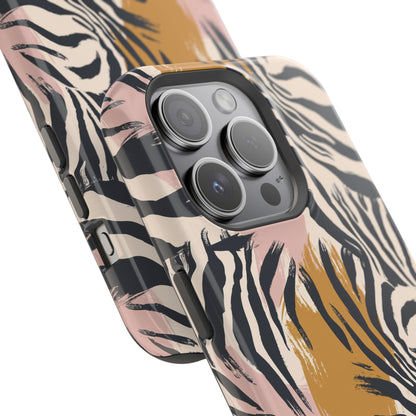 Zebra Brushstroke Magnetic Impact Phone Case,Africa Pattern