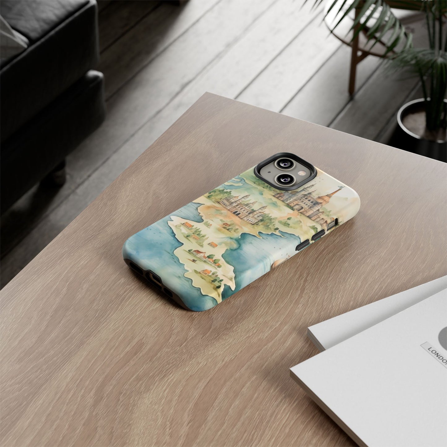 Hard Phone Case — Watercolor Fantasy Map Castle Design