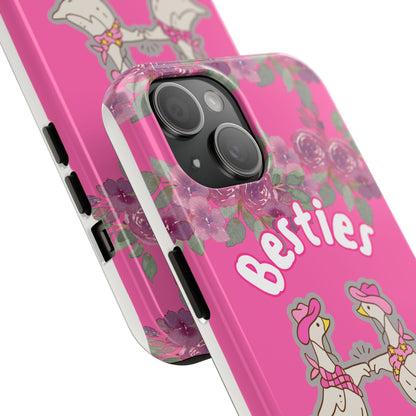 Colorful Floral Besties Phone Case, Tough Mobile Cover for Best Friends, Cute Gift for Friendship Day, Unique Cell Phone Protection