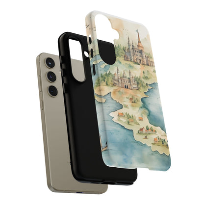 Hard Phone Case — Watercolor Fantasy Map Castle Design