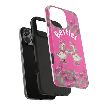 Colorful Floral Besties Phone Case, Tough Mobile Cover for Best Friends, Cute Gift for Friendship Day, Unique Cell Phone Protection