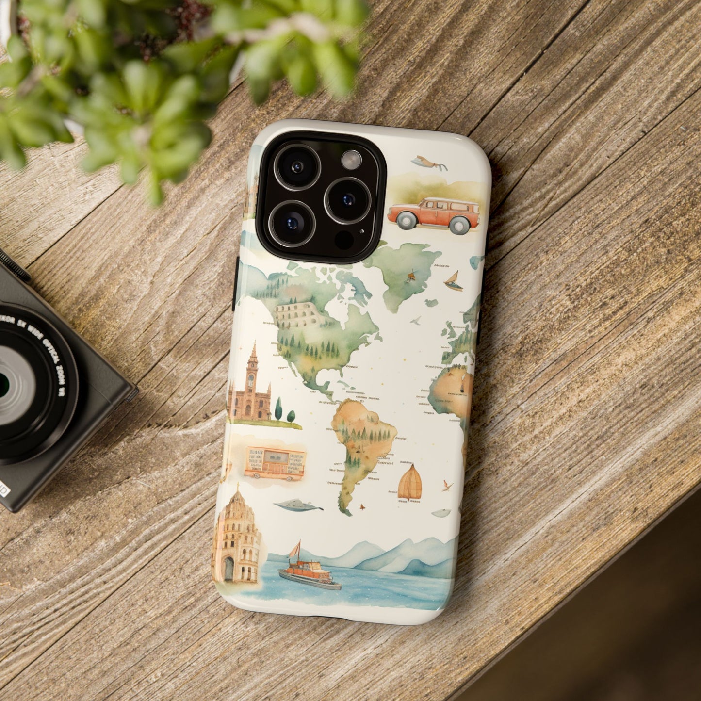 Hard Phone Case — Watercolor Fantasy Map Castle Design