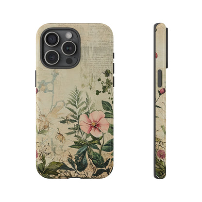 Floral Vintage Tough Case – Botanical Protective Phone Cover,Plants Lovers