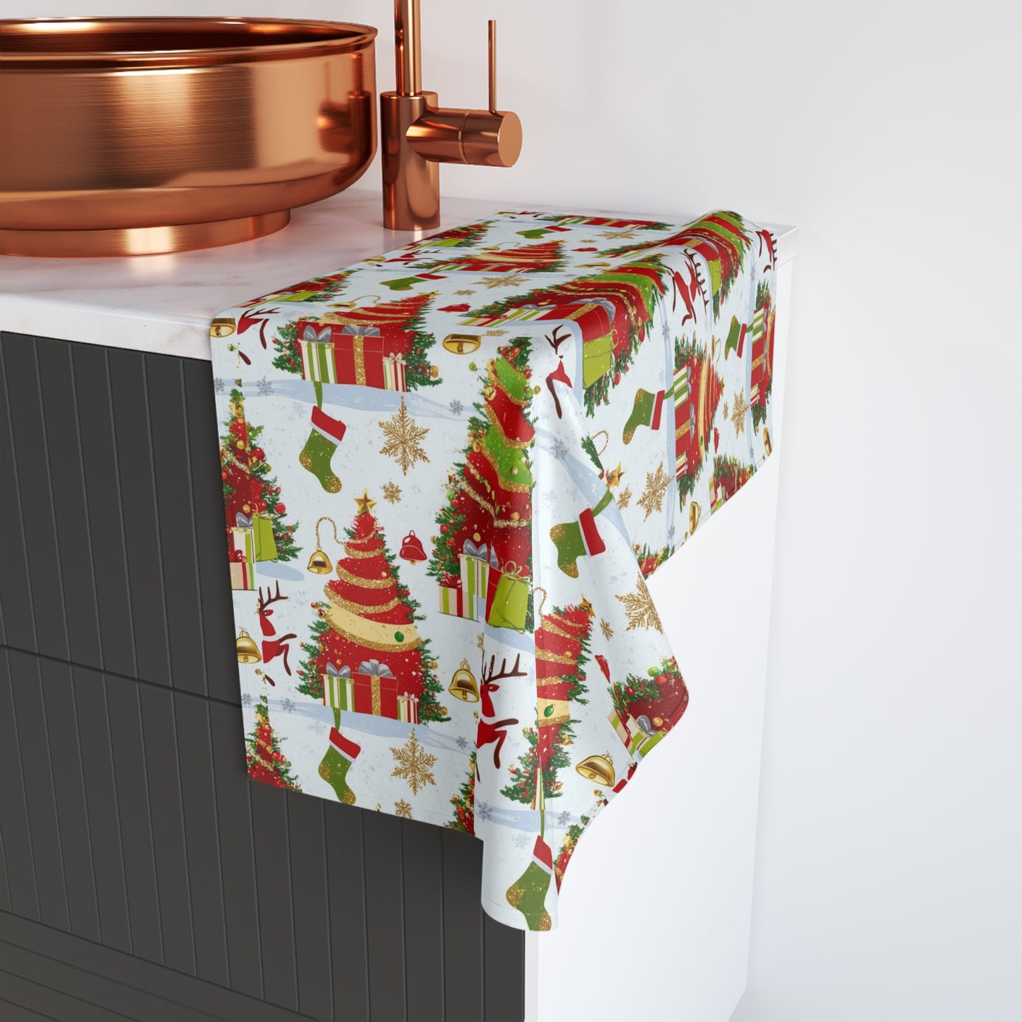 Christmas Hand Towel, Festive Holiday Kitchen Decor, Cute Holiday Gift, Merry Christmas Towel, Seasonal Dish Towel