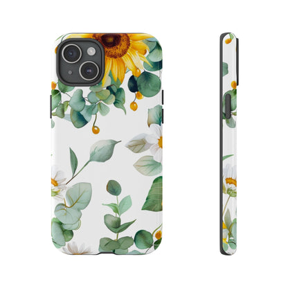 Sunflower & Eucalyptus Tough Phone Case — Protective Floral iPhone Case