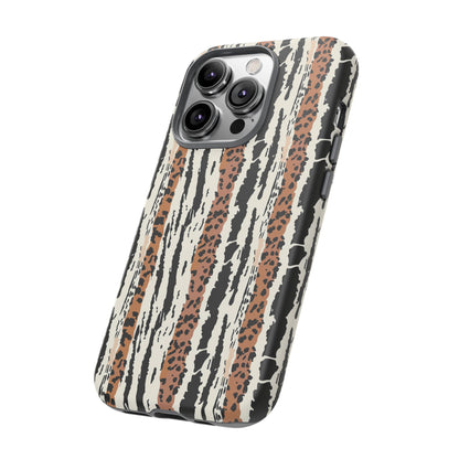 Animal Stripe Phone Case — Leopard & Zebra Pattern Tough Protective Cover,Africa Pattern .