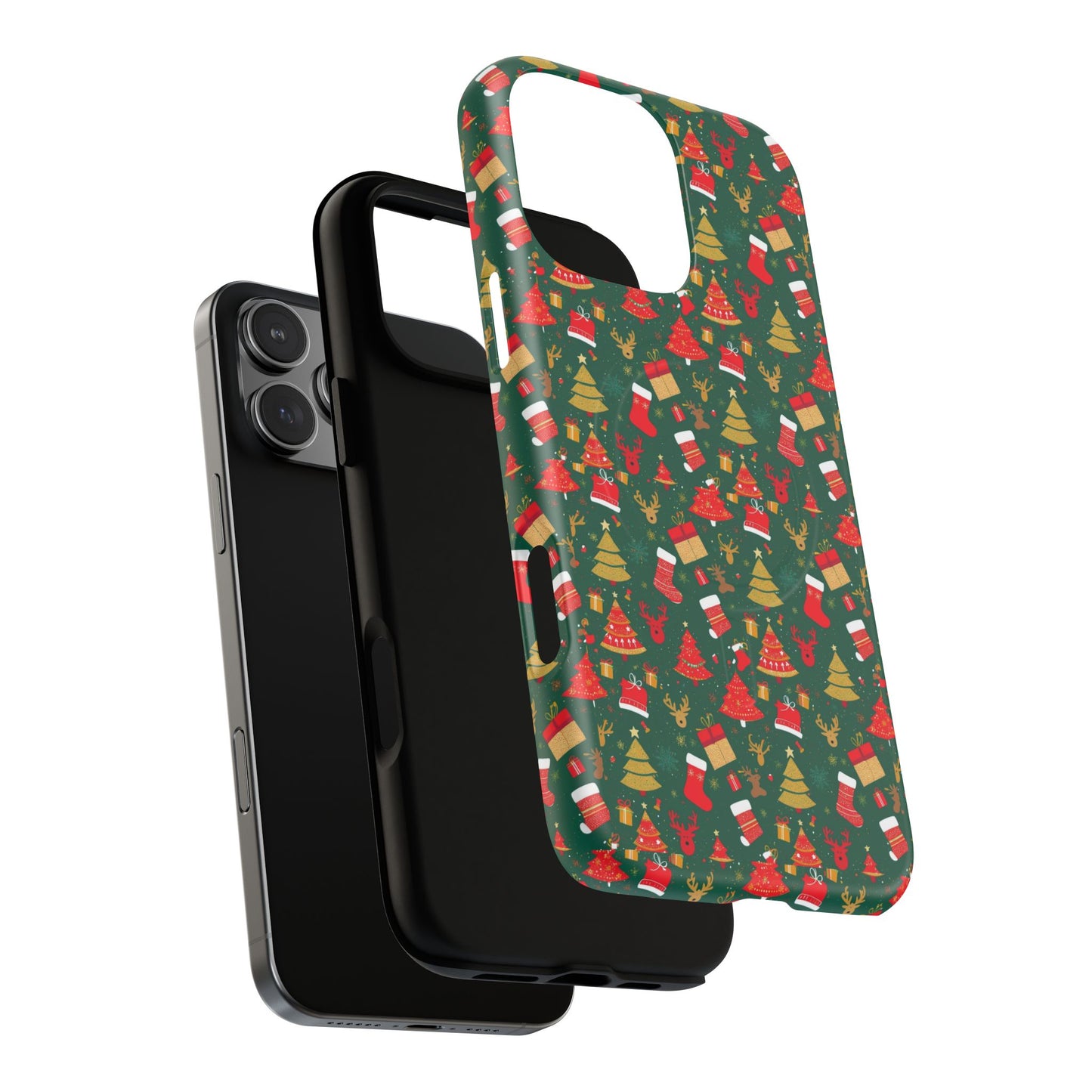 Christmas Tough Magnetic Phone Case | Festive Holiday Accessory | Cute Santa & Tree Design, Gift for Him/Her, Seasonal Tech