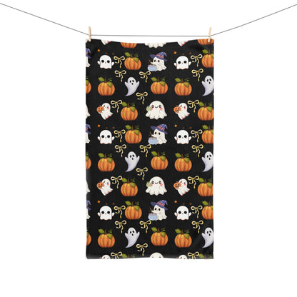 Halloween-Themed Hand Towel, Spooky Kitchen Decor, Ghost Pumpkin Towel, Holiday Gift, Farmhouse Style