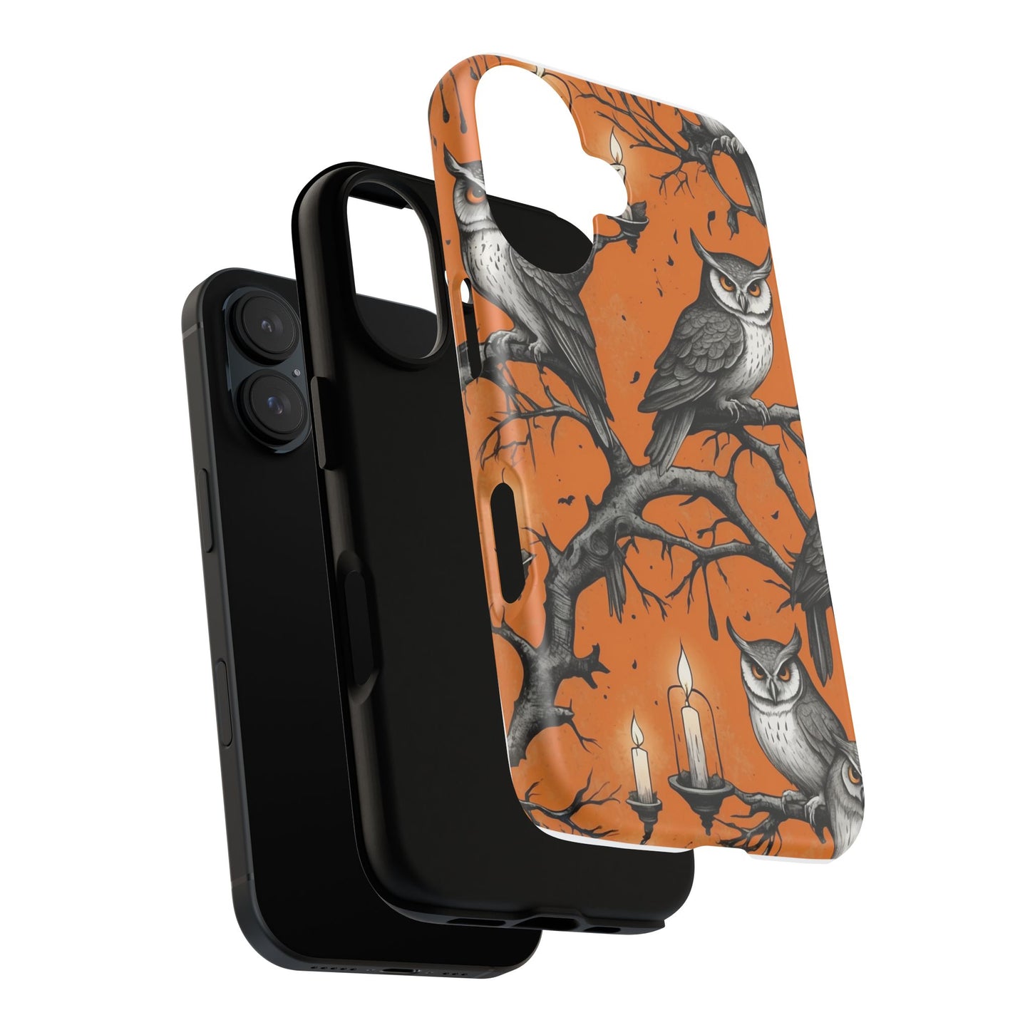 Owl-Themed Tough Phone Case, Halloween Decor, Unique Gift for Nature Lovers, Phone Accessories, Fall Vibes