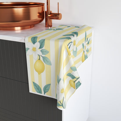 Bright Lemon Floral Hand Towel for Kitchen Décor, Ideal Gift for Hostess, Summer Vibe, Hand Towels for Bathroom