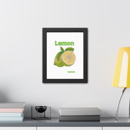 Lemon Framed Poster, Bright Home Decor, Kitchen Art, Gift for Citrus Lovers, Fresh Farmhouse Style