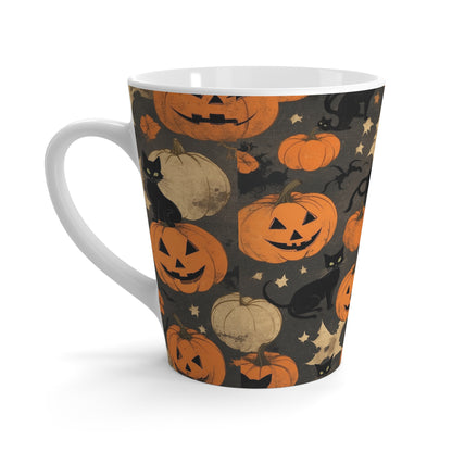 Spooky Black Cat Halloween Latte Mug, Coffee Cup for Autumn, Fall Décor, Witchy Gift, Cat Lover's Halloween Mug, Pumpkin Spice Mug
