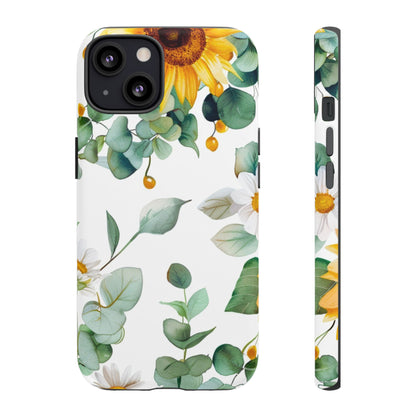Sunflower & Eucalyptus Tough Phone Case — Protective Floral iPhone Case