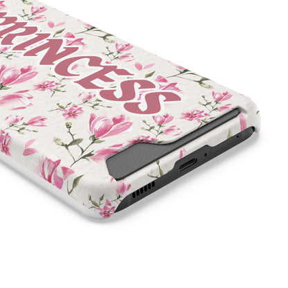 Chic Floral Phone Case with Card Holder for Princesses, Cute Floral Design, Gift for Her
