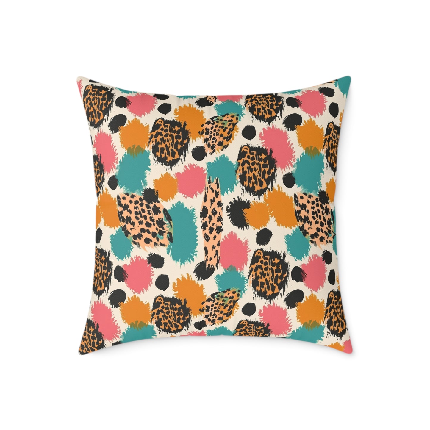 Leopard Spot Abstract Throw Pillow — Colorful Modern Animal Print Cushion