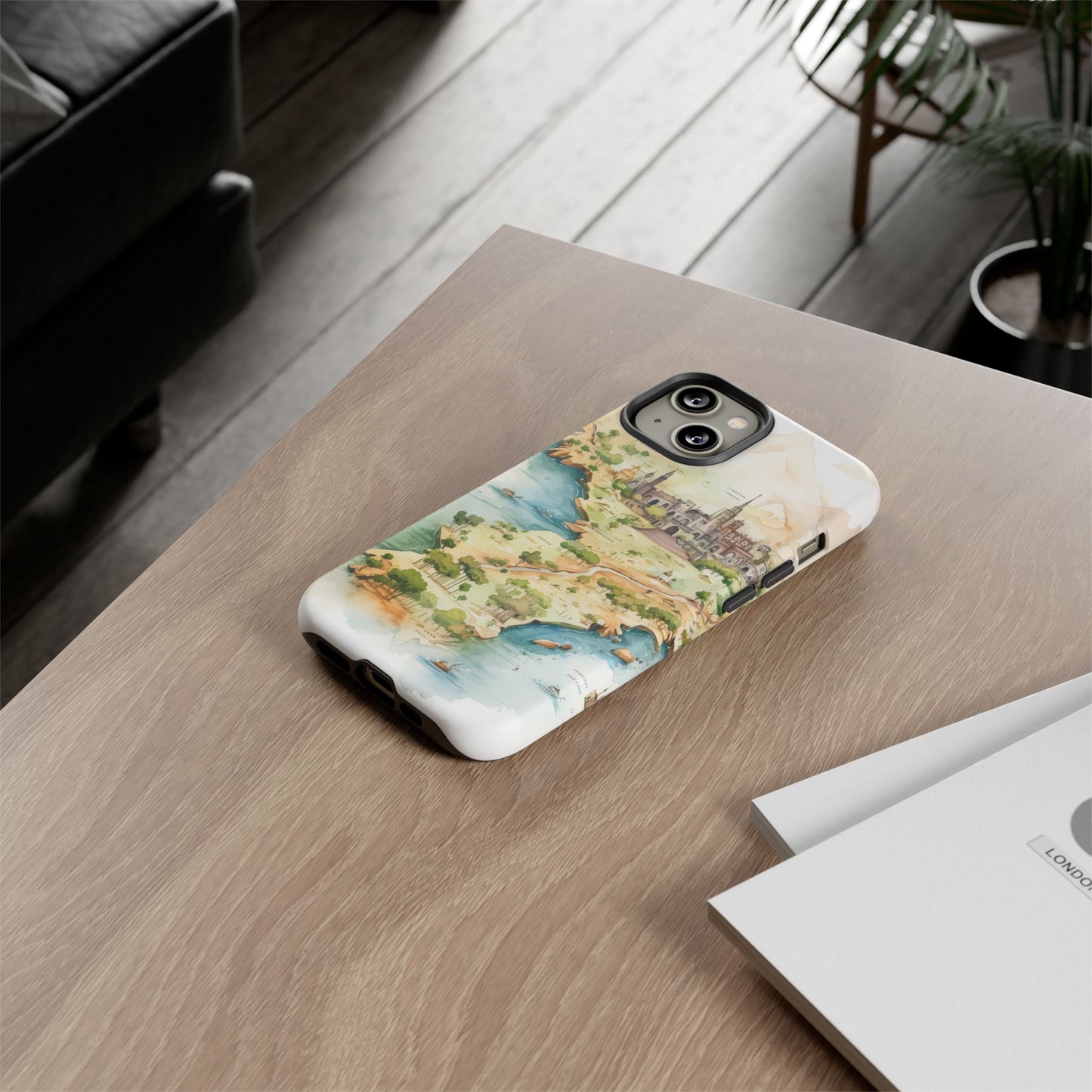 Hard Phone Case — Watercolor Fantasy Map Castle Design