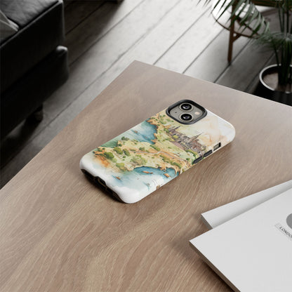 Hard Phone Case — Watercolor Fantasy Map Castle Design