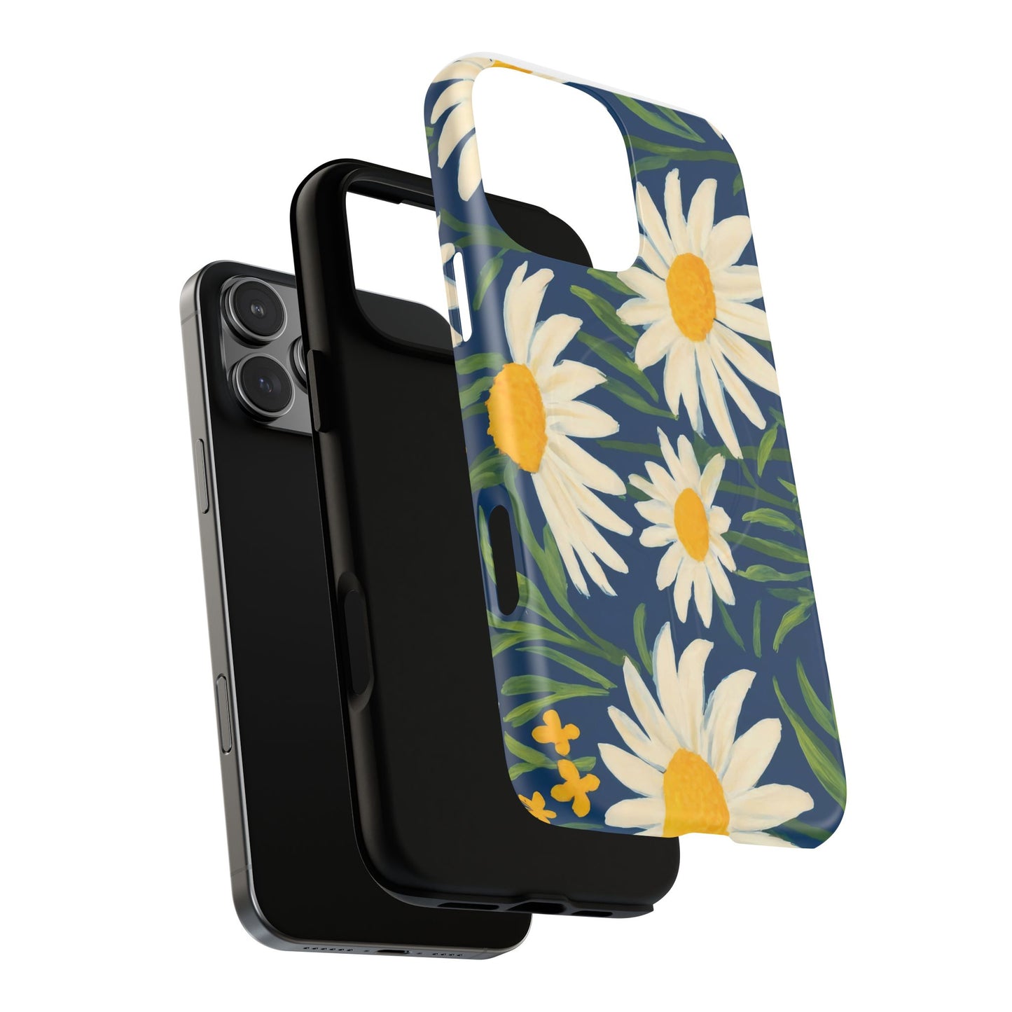 Daisy Floral IPhone Case-Tough Magnetic Cover ,Glossy Finish ,Retro Botanical Flower  Design.