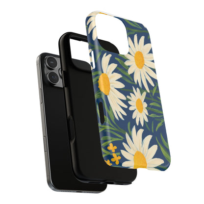 Daisy Floral IPhone Case-Tough Magnetic Cover ,Glossy Finish ,Retro Botanical Flower  Design.