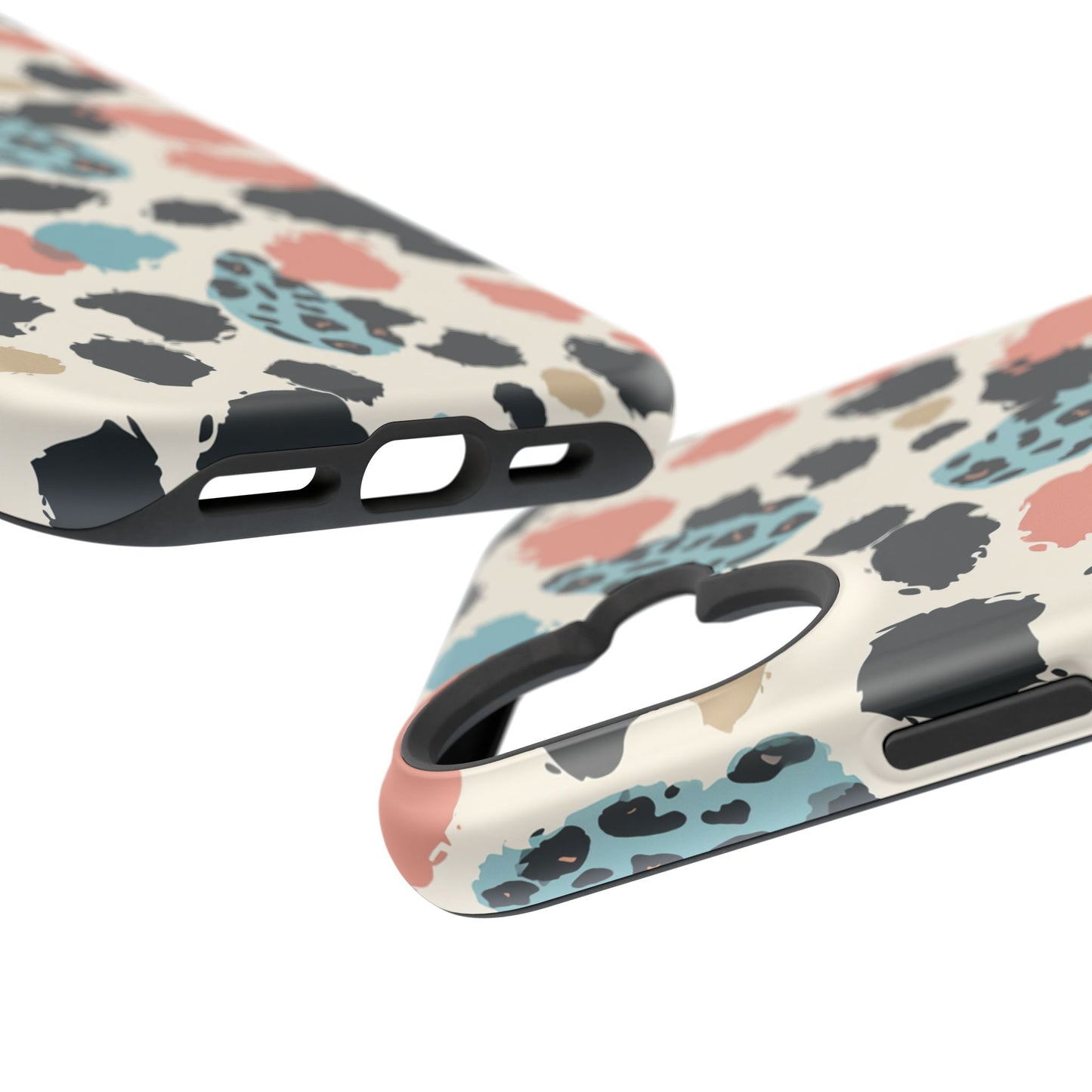 Leopard Splash Magnetic Impact Phone Case — Teal & Coral Animal Print