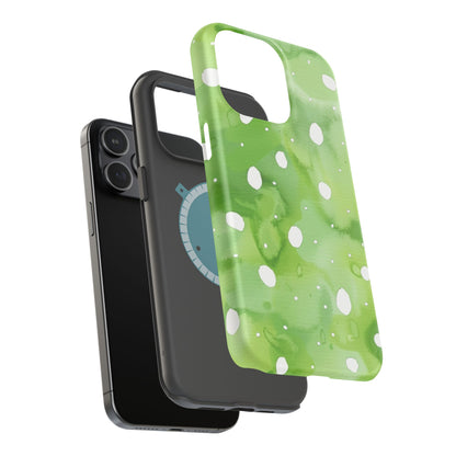 Green Watercolor Polka Dot Magnetic Impact Phone Case