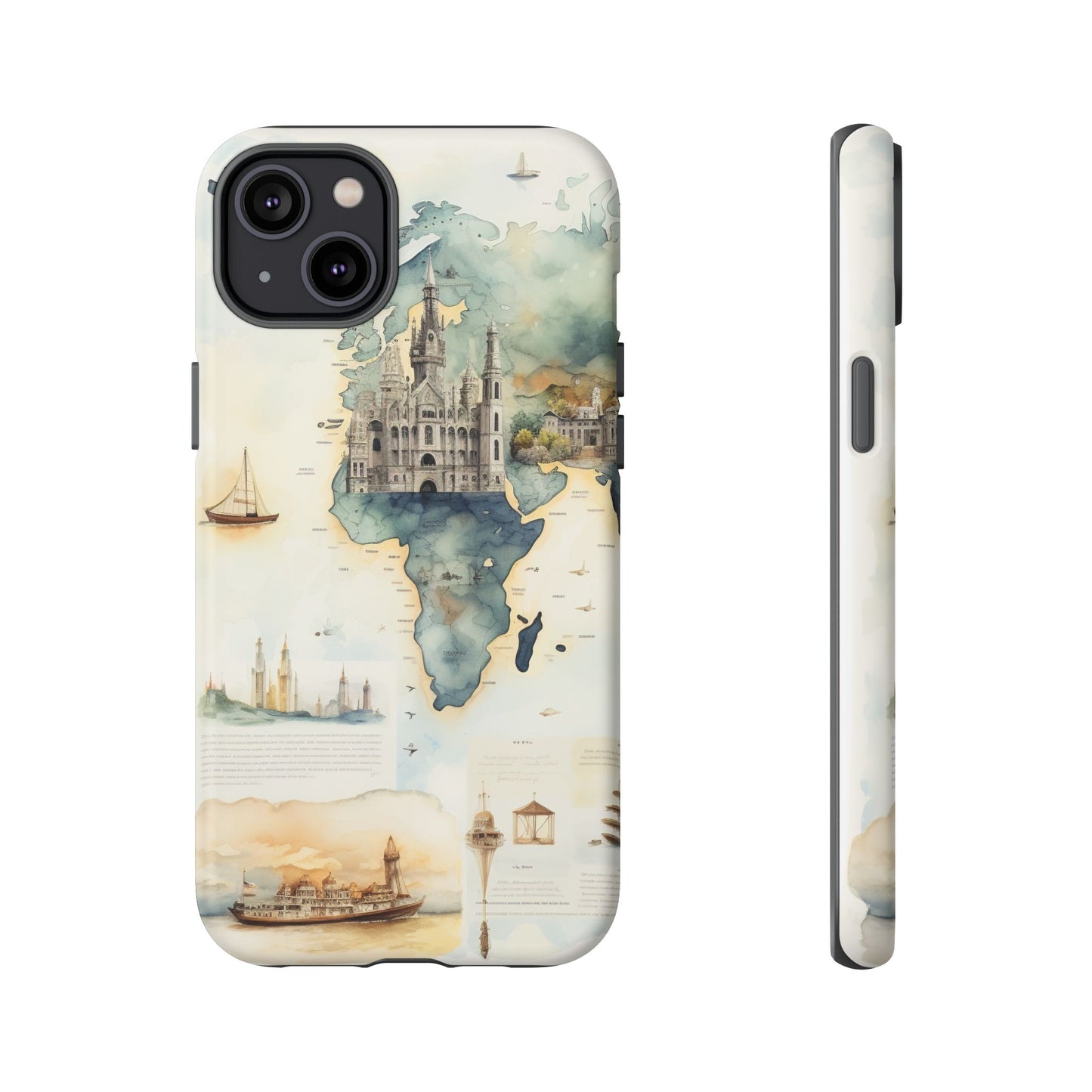 Hard Phone Case — Watercolor Fantasy Map Castle Design
